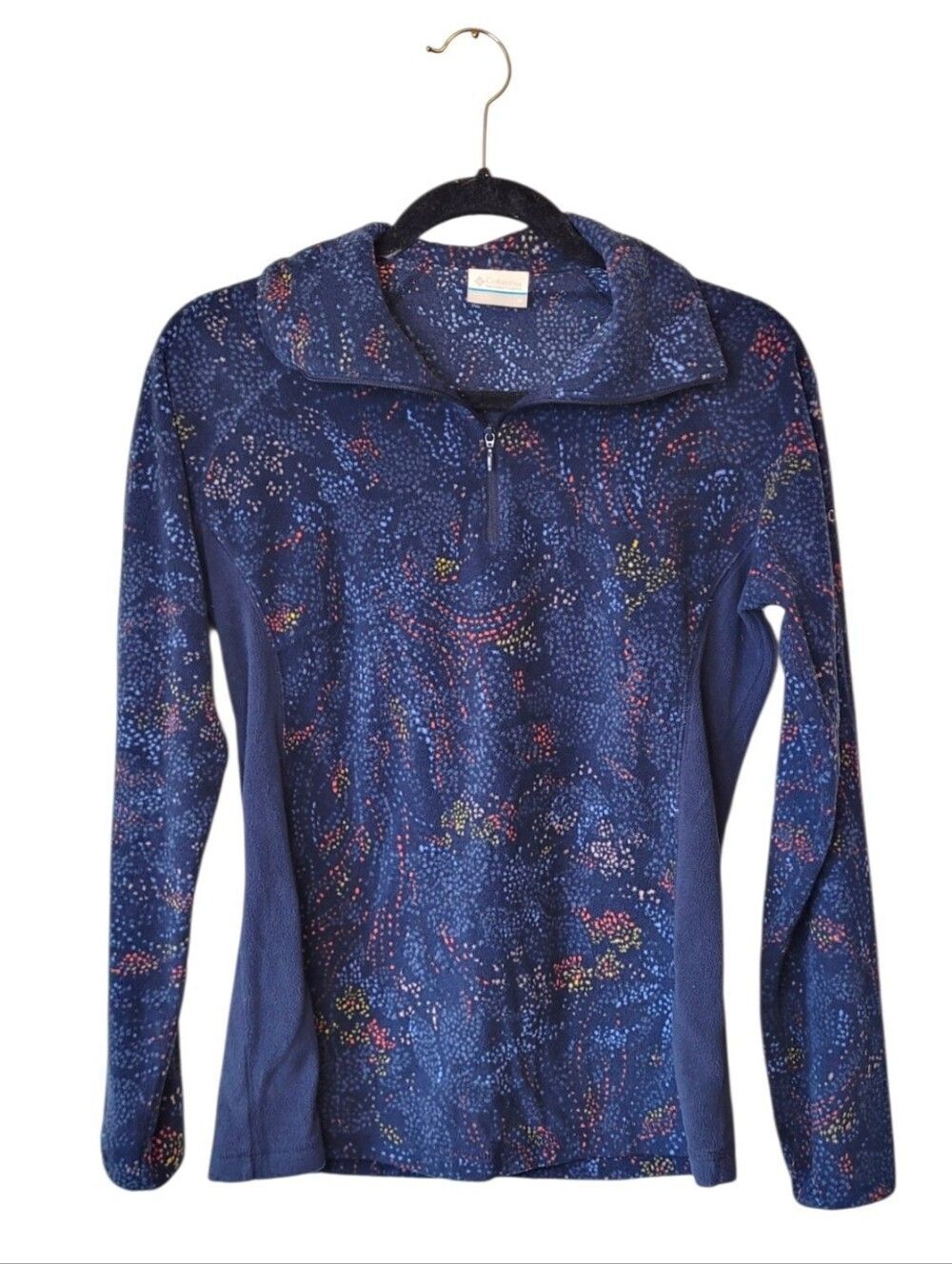 Columbia Fleece Pullover - Navy Multi Print Size M
